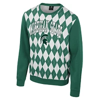 Sweat-shirt à enfiler Dealio Argyle pour homme, vert Colosseum, Michigan State Spartans