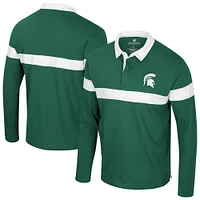 Men's Colosseum  Green Michigan State Spartans Too Cool For School Long Sleeve Polo