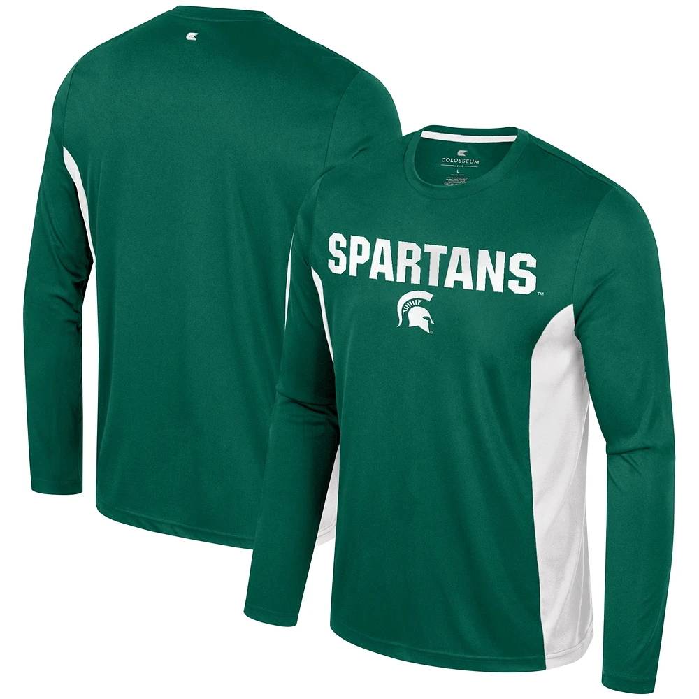 Men's Colosseum Green Michigan State Spartans Warm Up Long Sleeve T-Shirt