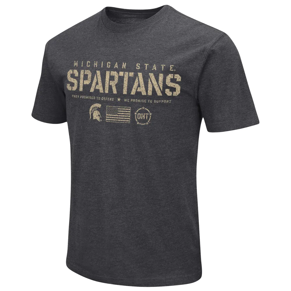 T-shirt Colosseum Heather Black pour homme Michigan State Spartans Big & Tall OHT Military Appreciation Playbook