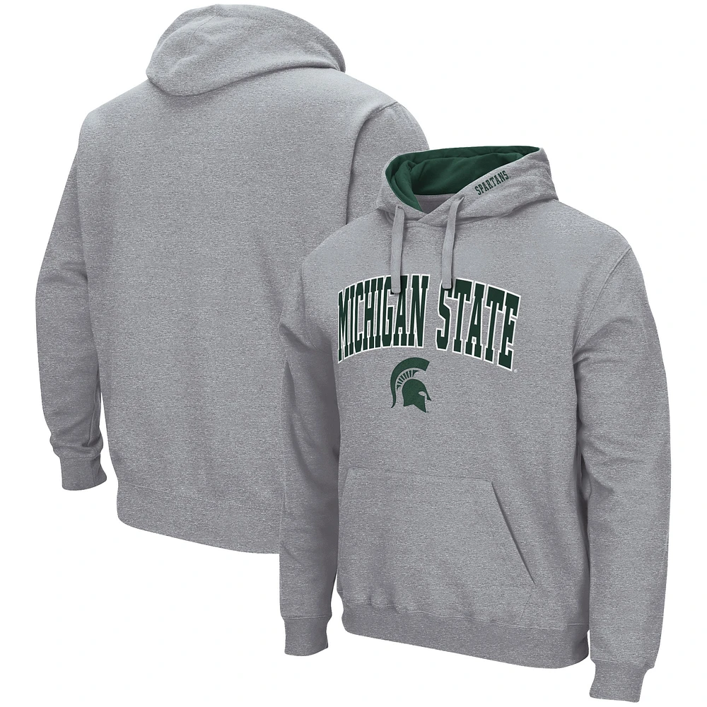 Sweat à capuche Colosseum Heather Grey Michigan State Spartans Arch & Logo 3.0 pour hommes