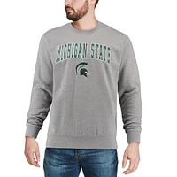 Men's Colosseum Heather Gray Michigan State Spartans Arch & Logo Crew Neck Sweatshirt
