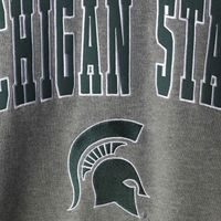 Men's Colosseum Heather Gray Michigan State Spartans Arch & Logo Crew Neck Sweatshirt