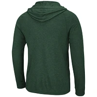 T-shirt à capuche léger bi-mélange manches longues pour hommes Colosseum Heather Green Michigan State Spartans Campus Raglan