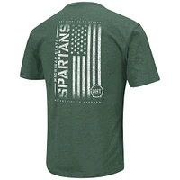 Men's Colosseum Heather Green Michigan State Spartans OHT Military Appreciation Flag 2.0 T-Shirt