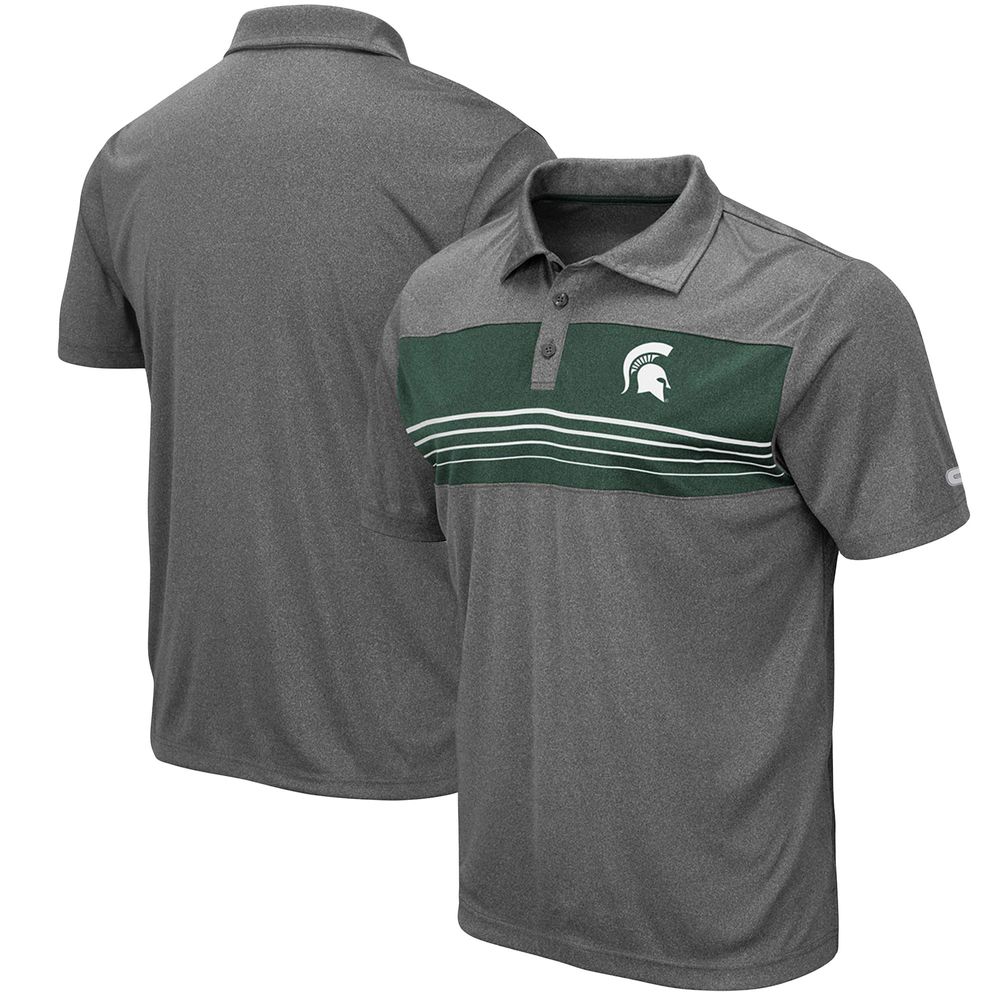 Men's Colosseum Heathered Charcoal Michigan State Spartans Smithers Polo