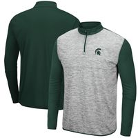 Men's Colosseum Heathered Gray/Green Michigan State Spartans Prospect Quarter-Zip Jacket