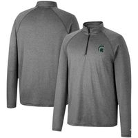 Men's Colosseum Heathered Gray Michigan State Spartans Earth First Raglan Quarter-Zip Windshirt