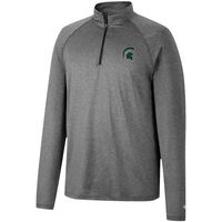 Men's Colosseum Heathered Gray Michigan State Spartans Earth First Raglan Quarter-Zip Windshirt