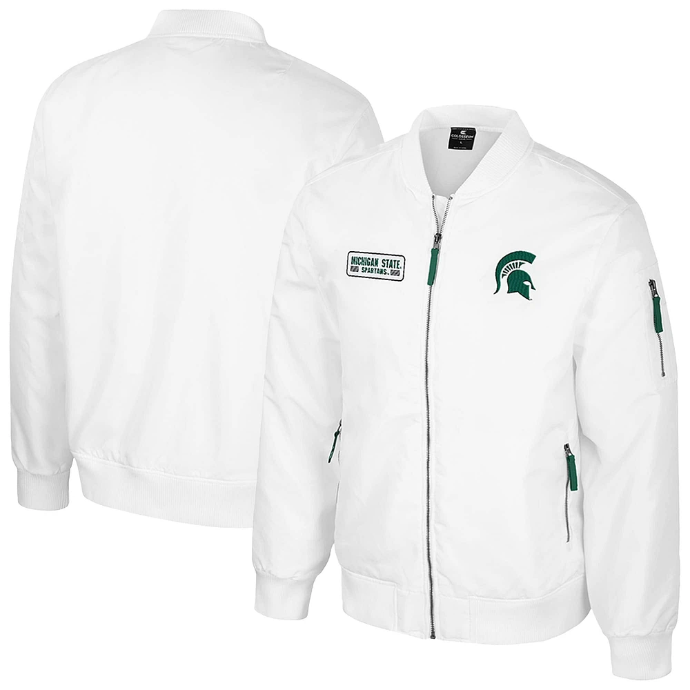 Blouson aviateur entièrement zippé White Rabbit pour homme Colosseum Michigan State Spartans