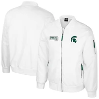 Men's Colosseum Michigan State Spartans White Rabbit Full-Zip Bomber Jacket