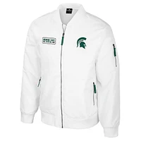 Men's Colosseum Michigan State Spartans White Rabbit Full-Zip Bomber Jacket