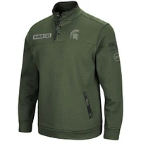 Men's Colosseum Olive Michigan State Spartans OHT Military Appreciation Digit Quarter-Snap Jacket