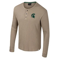 Men's Colosseum  Tan Michigan State Spartans Great Outdoors Henley Long Sleeve Shirt