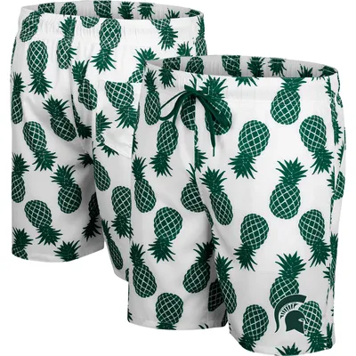Michigan State Spartans Colosseum Pineapple Swim Shorts - White/Green