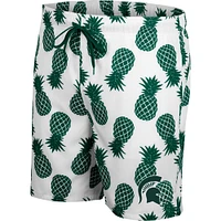 Short de bain Colosseum pour homme, blanc/vert Michigan State Spartans Pineapple