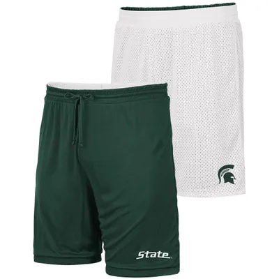 Michigan State Spartans Colosseum Wiggum Reversible Shorts - White/Green