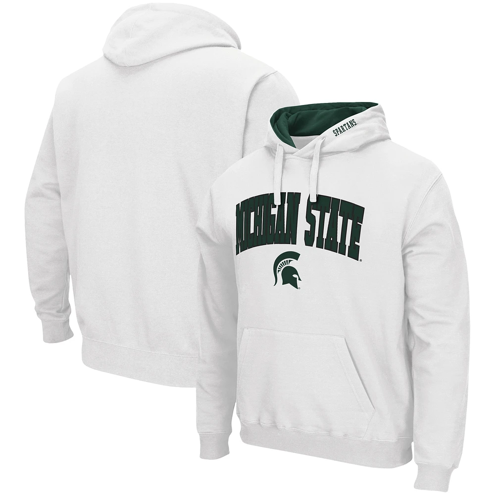 Sweat à capuche Colosseum blanc Michigan State Spartans Arch & Logo 3.0 pour hommes