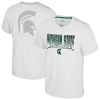 T-shirt à double logo blanc Colosseum Michigan State Spartans pour hommes