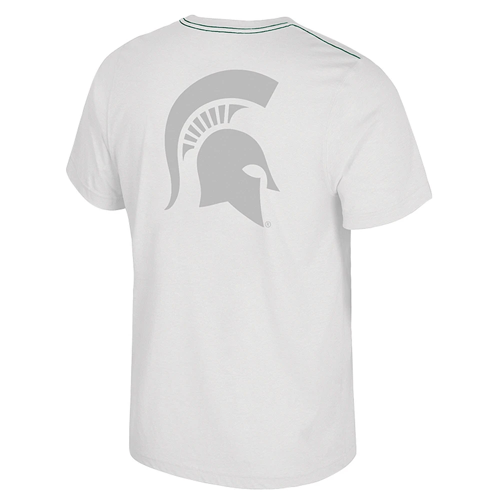 T-shirt à double logo blanc Colosseum Michigan State Spartans pour hommes