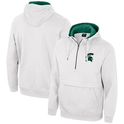 Sweat à capuche demi-zip Colosseum blanc Michigan State Spartans pour hommes