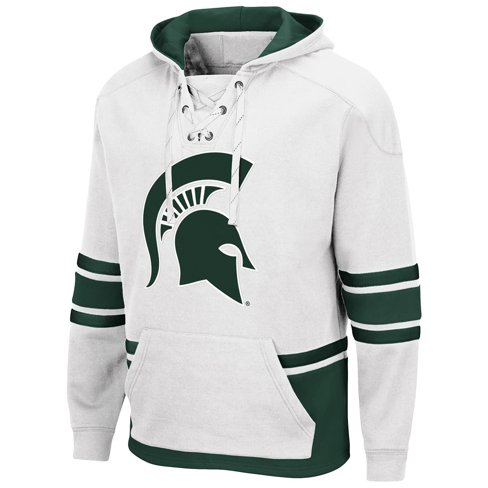 Men's Colosseum White Michigan State Spartans Lace Up 3.0 Pullover Hoodie