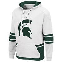 Men's Colosseum White Michigan State Spartans Lace Up 3.0 Pullover Hoodie