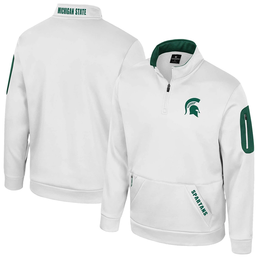 Veste polaire à fermeture éclair quart de tour Mainframe Michigan State Spartans pour homme Colosseum White