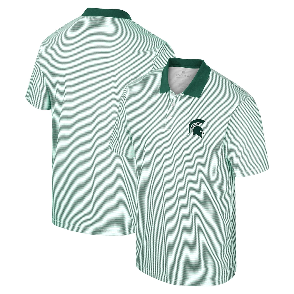 Men's Colosseum White Michigan State Spartans Print Stripe Polo