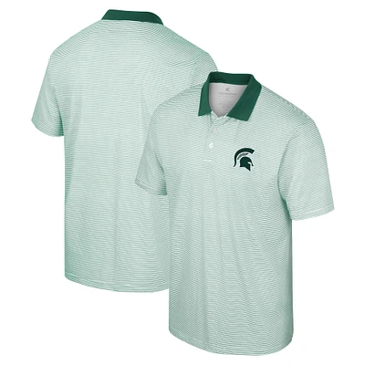 Men's Colosseum White Michigan State Spartans Print Stripe Polo