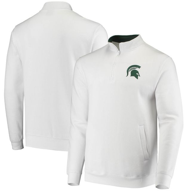 Veste blanche à quart de zip avec logo Colosseum Michigan State Spartans Tortugas pour hommes