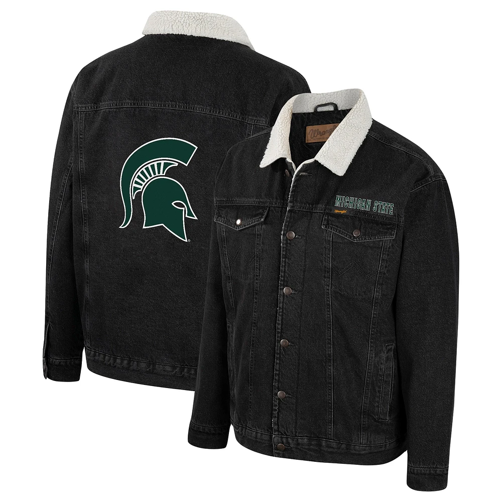 Colosseum x Wrangler Charcoal Michigan State Spartans Western Veste en jean boutonnée pour homme