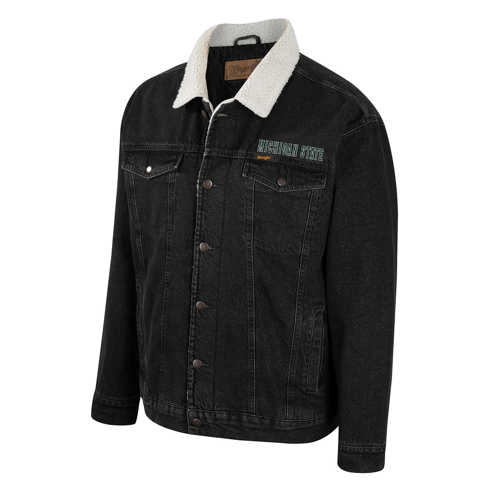 Men's Colosseum x Wrangler Charcoal Michigan State Spartans Western Button-Up Denim Jacket