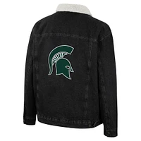 Colosseum x Wrangler Charcoal Michigan State Spartans Western Veste en jean boutonnée pour homme