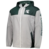 Men's Columbia Gray Michigan State Spartans Flash Challenger II Omni-Shade Full-Zip Windbreaker Jacket