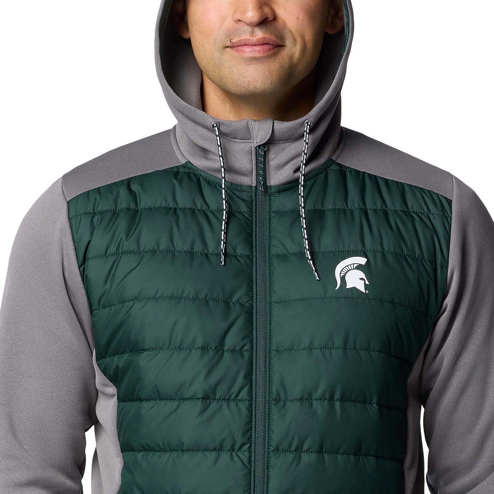 Men's Columbia  Green/Gray Michigan State Spartans Out-Shield Hybrid Full-Zip Hoodie Jacket