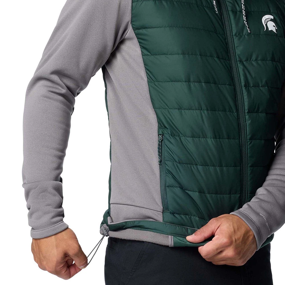 Veste à capuche hybride entièrement zippée Out-Shield pour homme Columbia Michigan State Spartans Vert/Gris