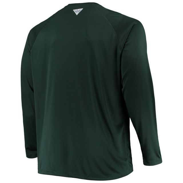 T-shirt raglan à manches longues pour hommes Columbia State Spartans Big & Tall Terminal Tackle Omni-Shade vert