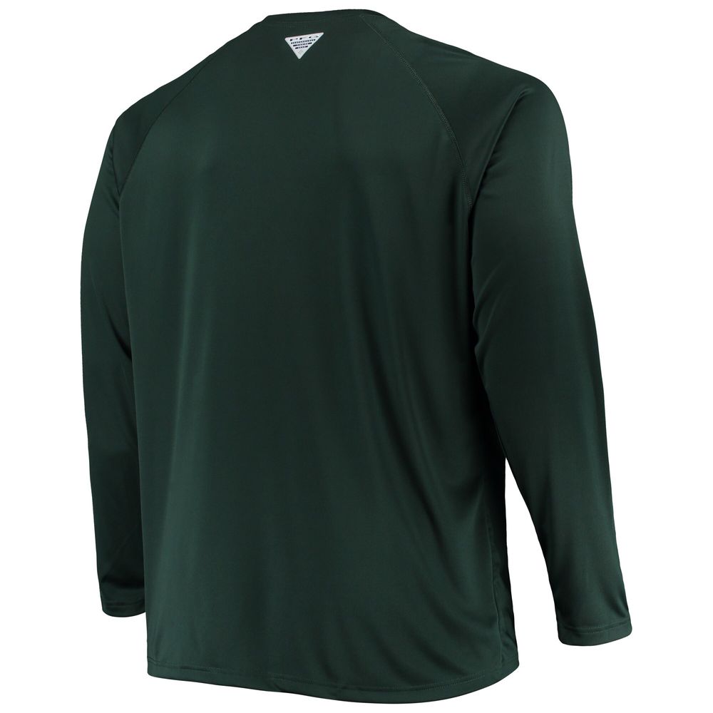 Men's Columbia Green Michigan State Spartans Big & Tall Terminal Tackle Omni-Shade Long Sleeve Raglan T-Shirt