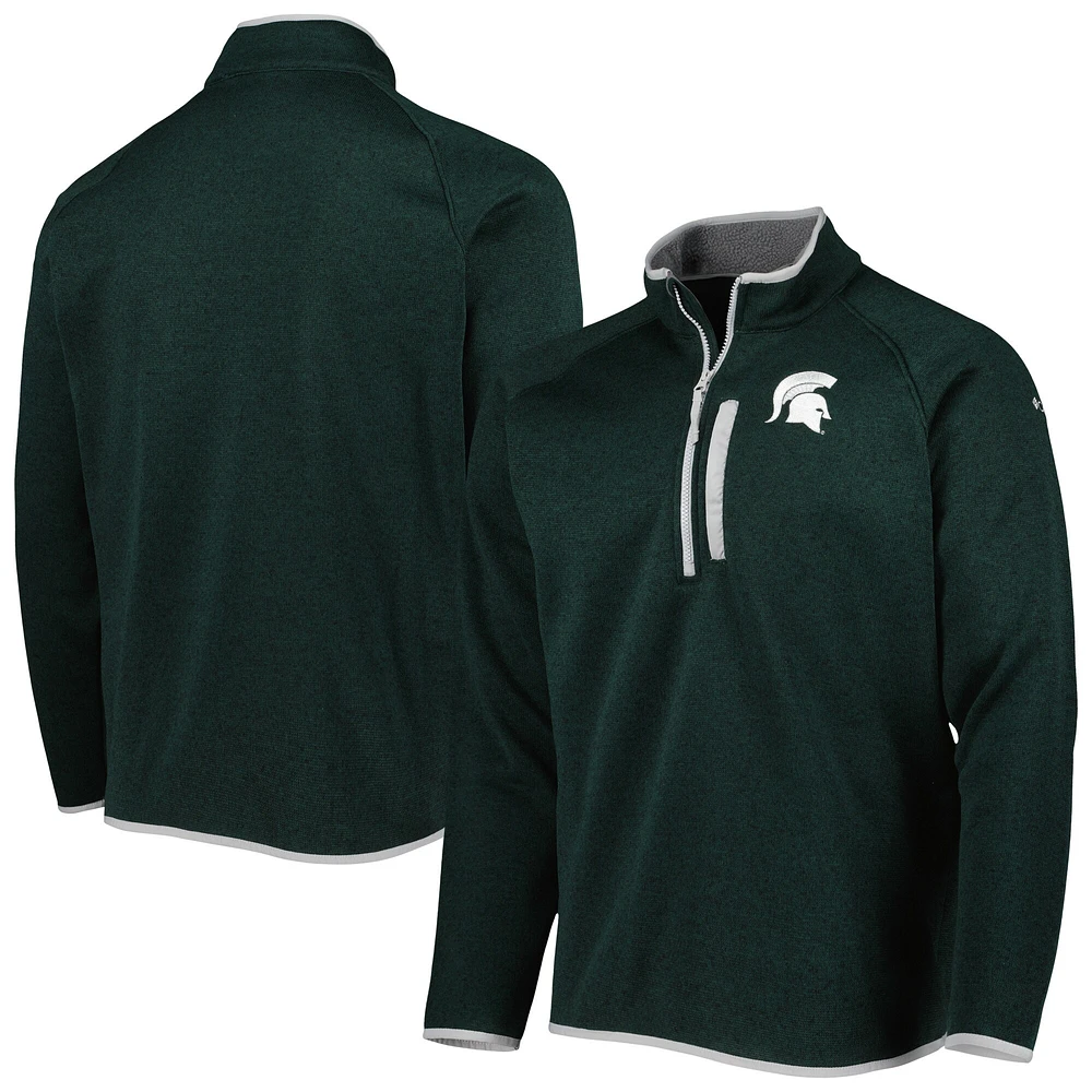 Columbia Green Michigan State Spartans Canyon Point Omni-Shield Raglan Pull à demi-glissière pour homme