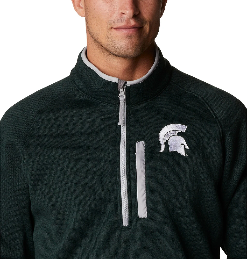 Columbia Green Michigan State Spartans Canyon Point Omni-Shield Raglan Pull à demi-glissière pour homme