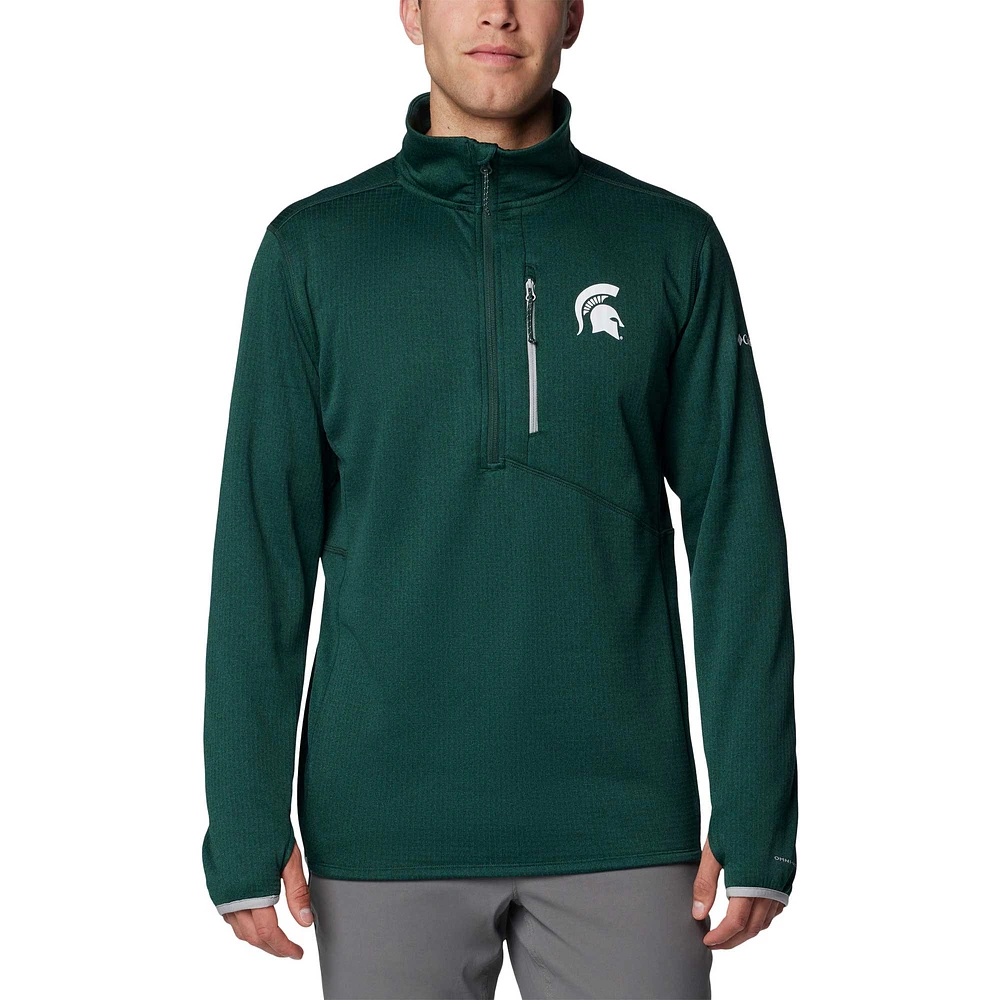 Men's Columbia Green Michigan State Spartans Park View Grid Fleece Omni-Wick Half-Zip Jacket