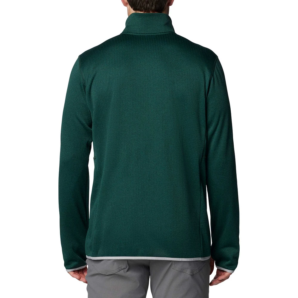 Men's Columbia Green Michigan State Spartans Park View Grid Fleece Omni-Wick Half-Zip Jacket