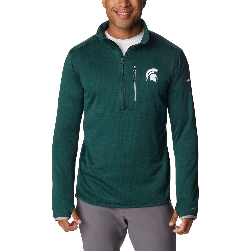 Men's Columbia Green Michigan State Spartans Park View Omni-Wick Half-Zip Top