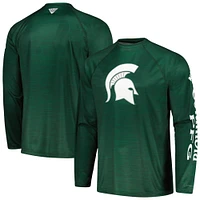 Men's Columbia  Green Michigan State Spartans PFG Terminal Tackle Omni-Shade Raglan Long Sleeve T-Shirt