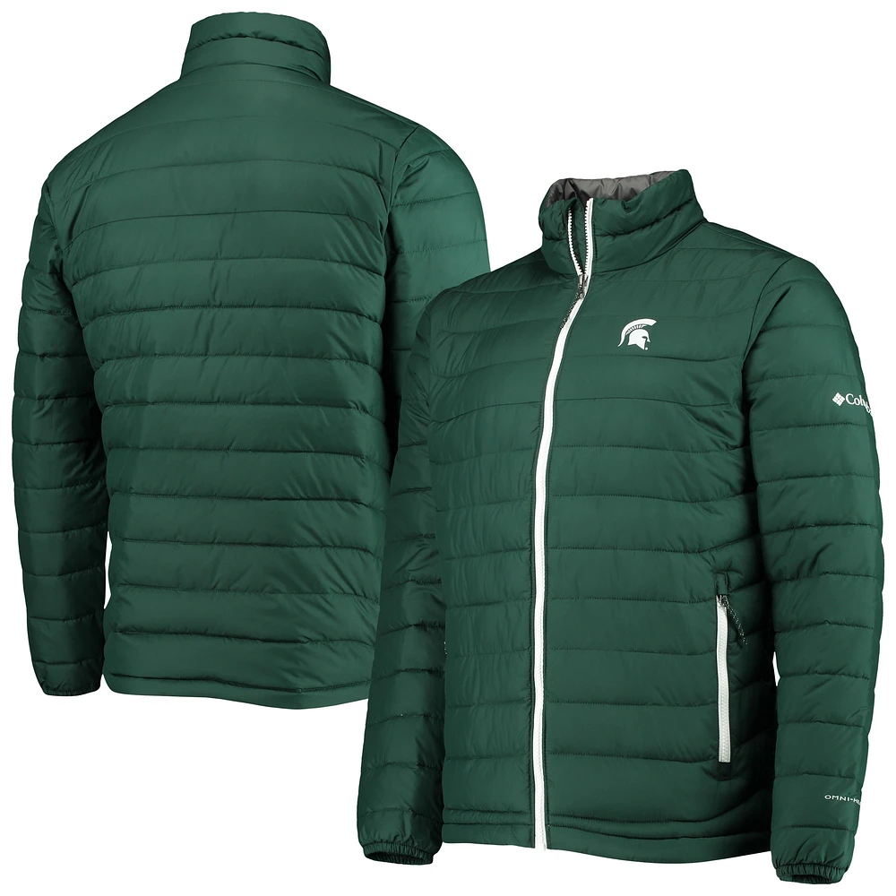 Columbia Green Michigan State Spartans Powder Lite Omni-Heat Reflective Full-Zip Veste pour homme