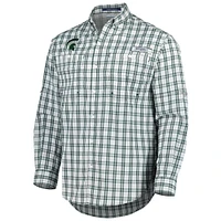 Men's Columbia Green Michigan State Spartans Super Tamiami Omni-Shade Long Sleeve Button-Down Shirt