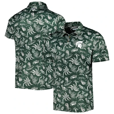 Men's Columbia Green Michigan State Spartans Super Terminal Tackle Omni-Shade Polo