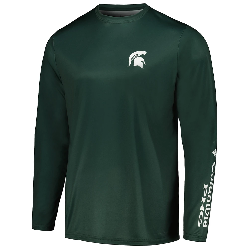 Men's Columbia Green Michigan State Spartans Terminal Shot Omni-Shade Long Sleeve T-Shirt