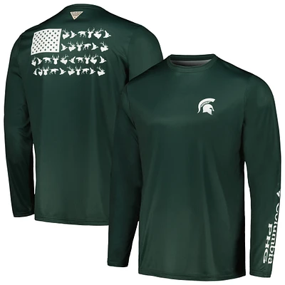 Men's Columbia Green Michigan State Spartans Terminal Shot Omni-Shade Long Sleeve T-Shirt